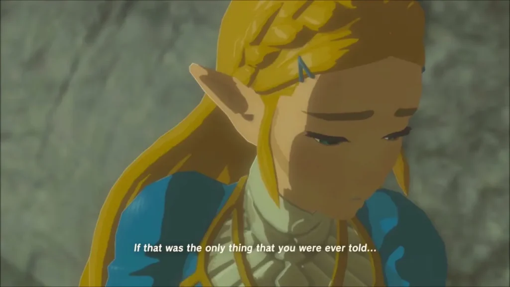 Zelda looking down in sorrow during the memory Zelda looking down in sorrow during the memory