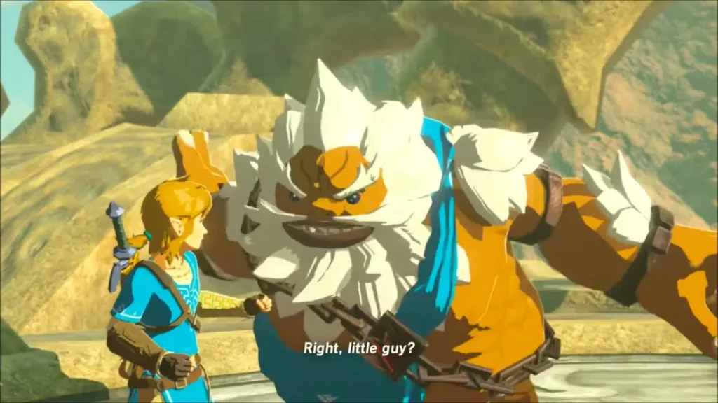 Daruk grinning at young Link in the memory Daruk grinning at young Link in the memory