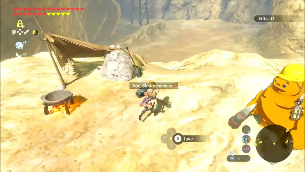 Link beside the Iron Sledgehammer on the ground with the Take prompt Link beside the Iron Sledgehammer on the ground with the Take prompt