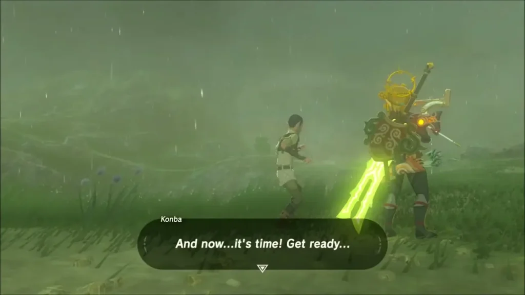 Konba telling Link to get ready at the start of the race Konba telling Link to get ready at the start of the race