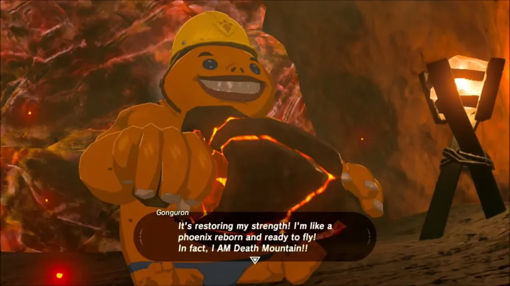 Gonguron holding the Rock Roast, strength restored Gonguron holding the Rock Roast, strength restored
