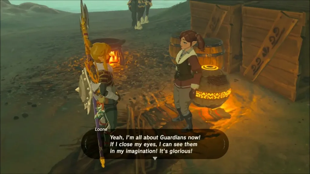 Loone standing by the campfire talking happily about Guardians after seeing the photos Loone standing by the campfire talking happily about Guardians after seeing the photos