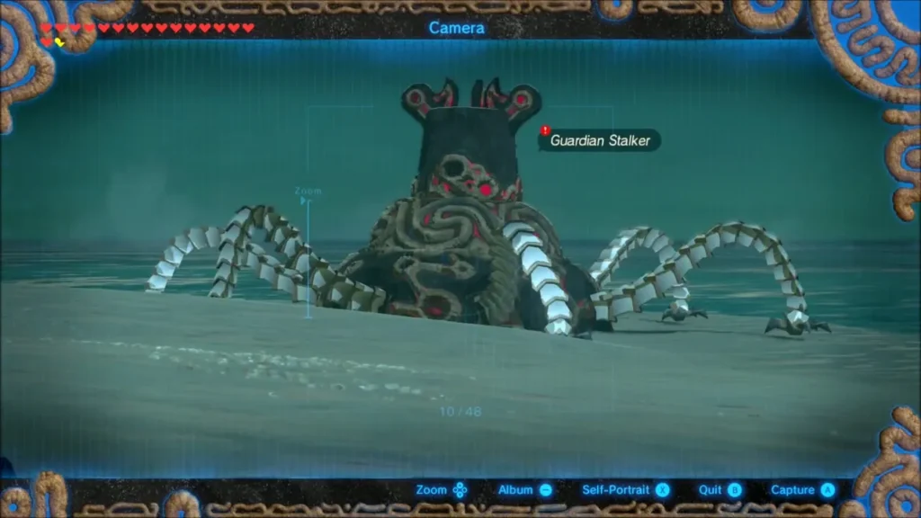 Camera rune view of a Guardian Stalker rising from the sand, marked with a red exclamation mark Camera rune view of a Guardian Stalker rising from the sand, marked with a red exclamation mark
