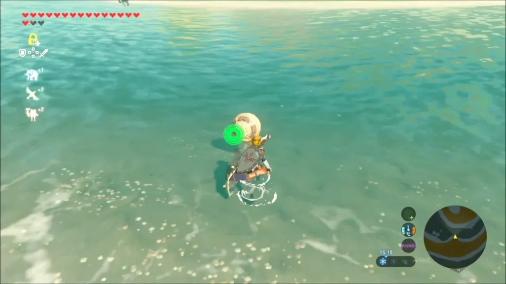 Link in the shallows with the ancient orb floating beside him Link in the shallows with the ancient orb floating beside him