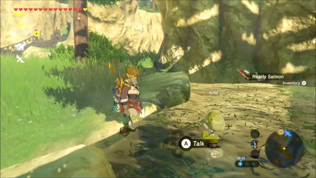 Link receiving Hearty Salmon from Knotts beside the pond Link receiving Hearty Salmon from Knotts beside the pond