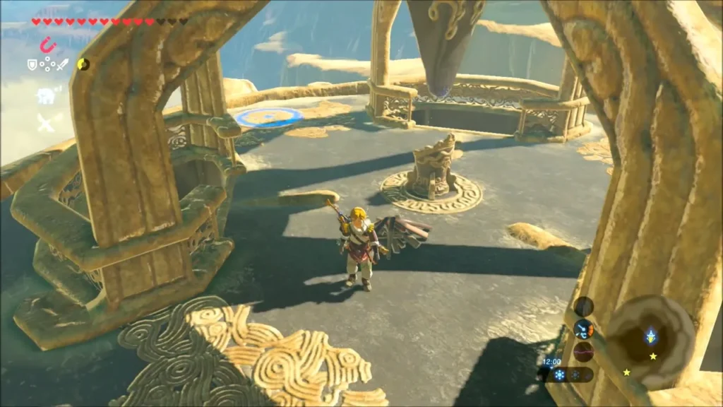 Link on the Gerudo Tower summit with the paraglider Link on the Gerudo Tower summit with the paraglider