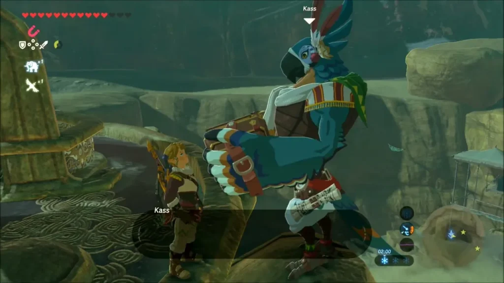 Kass playing his song beside Link atop Gerudo Tower Kass playing his song beside Link atop Gerudo Tower
