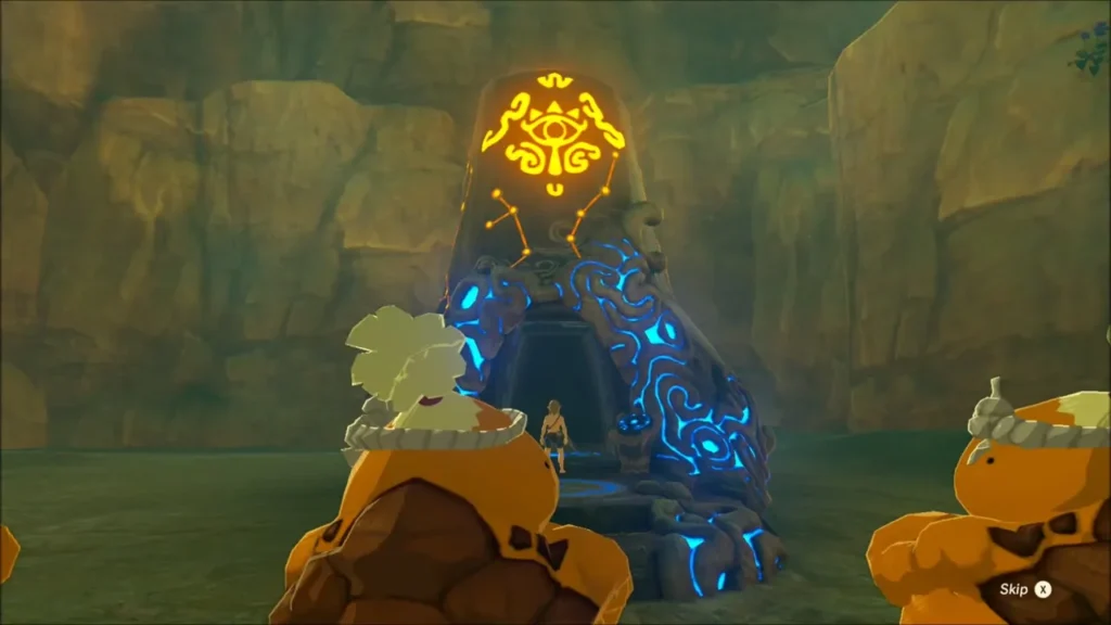 Joloo Nah Shrine entrance with Link at the door Joloo Nah Shrine entrance with Link at the door
