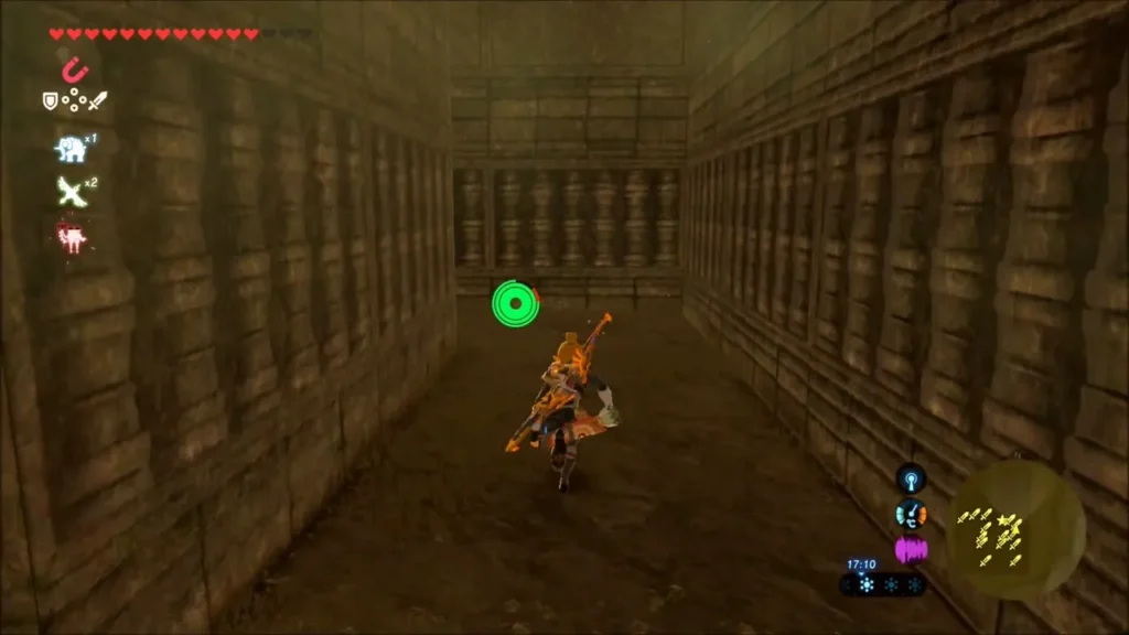 Link heading down a narrow corridor near the maze centre Link heading down a narrow corridor near the maze centre