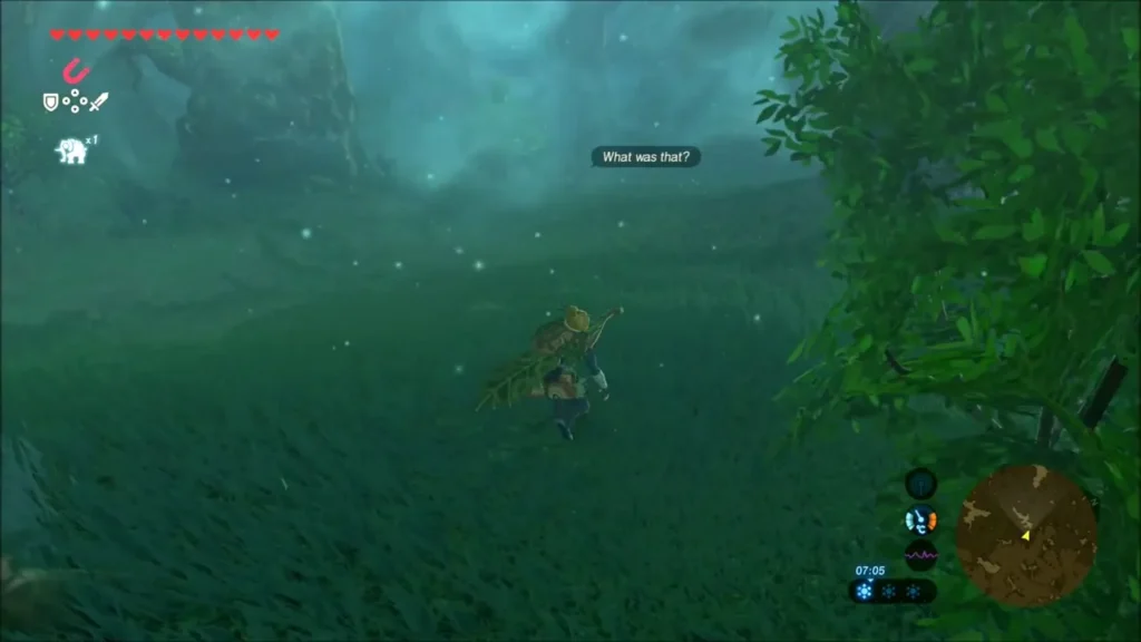 Link crouched in the fog while Oaki asks what was that Link crouched in the fog while Oaki asks what was that