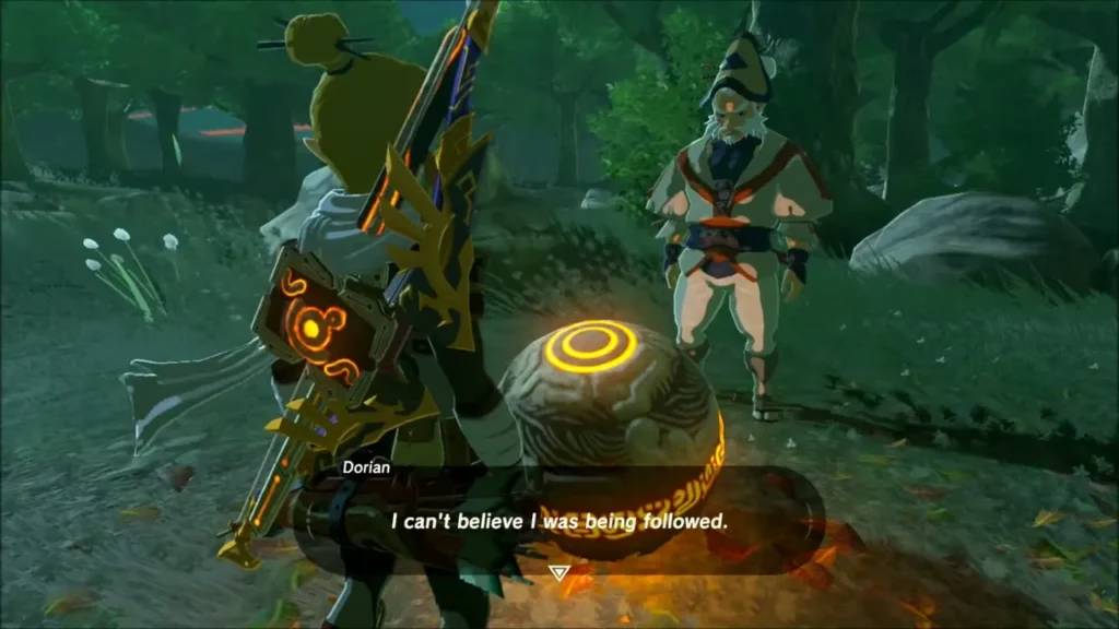 Dorian beside the glowing orb confessing to Link Dorian beside the glowing orb confessing to Link