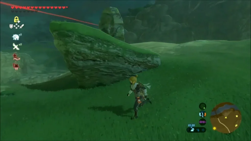 Link running toward a ring-shaped rock on the plain Link running toward a ring-shaped rock on the plain