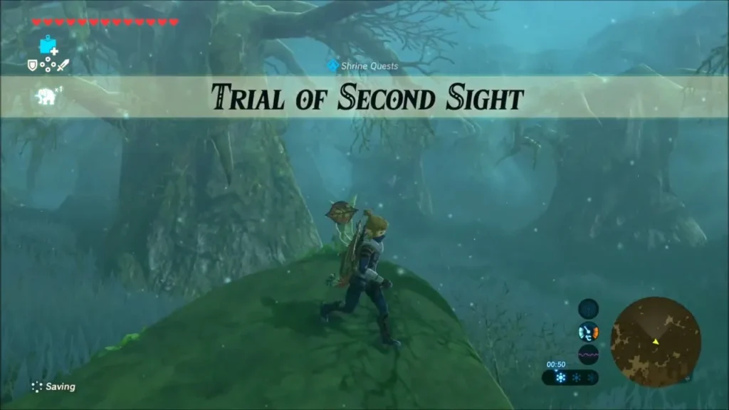 Trial of Second Sight quest banner as Link stands beside Zooki Trial of Second Sight quest banner as Link stands beside Zooki