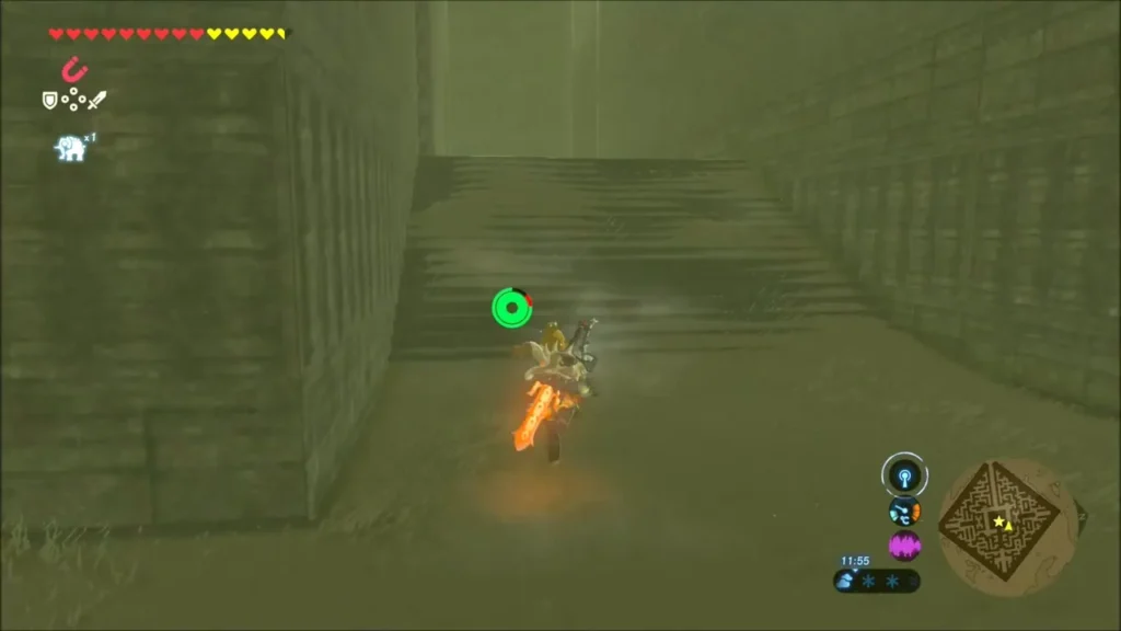 Link approaching a flight of stairs in the maze Link approaching a flight of stairs in the maze