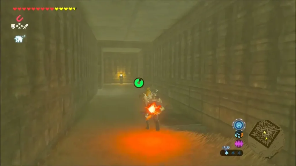 Link running a tunnel with a torch glowing ahead Link running a tunnel with a torch glowing ahead