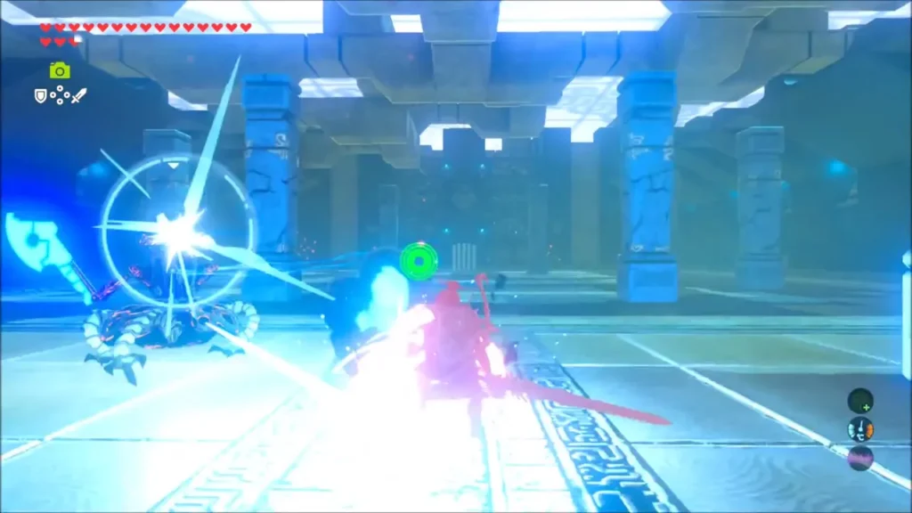 Link landing a flurry rush on the Guardian Scout Link landing a flurry rush on the Guardian Scout