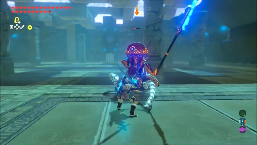 Guardian Scout raising its glowing spear at Link Guardian Scout raising its glowing spear at Link