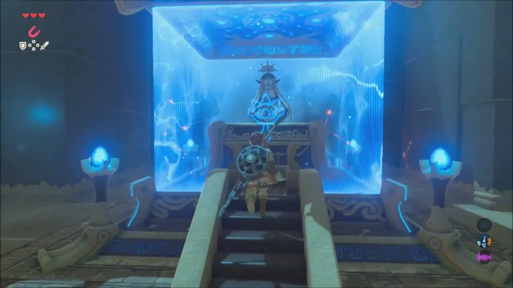 Link climbing the steps to Daka Tuss in the shrine Link climbing the steps to Daka Tuss in the shrine