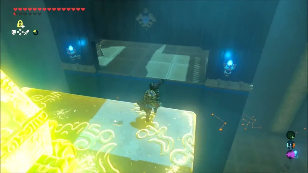 Link on the block frozen in place with Stasis, facing the gate