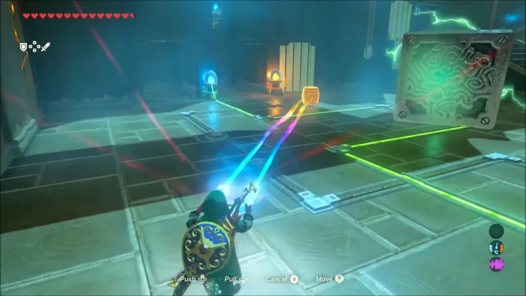 Link guiding a metal barrel across a gap toward the next pad Link guiding a metal barrel across a gap toward the next pad