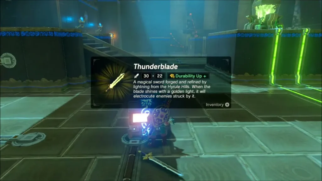 Link opening the metal chest and receiving a Thunderblade Link opening the metal chest and receiving a Thunderblade