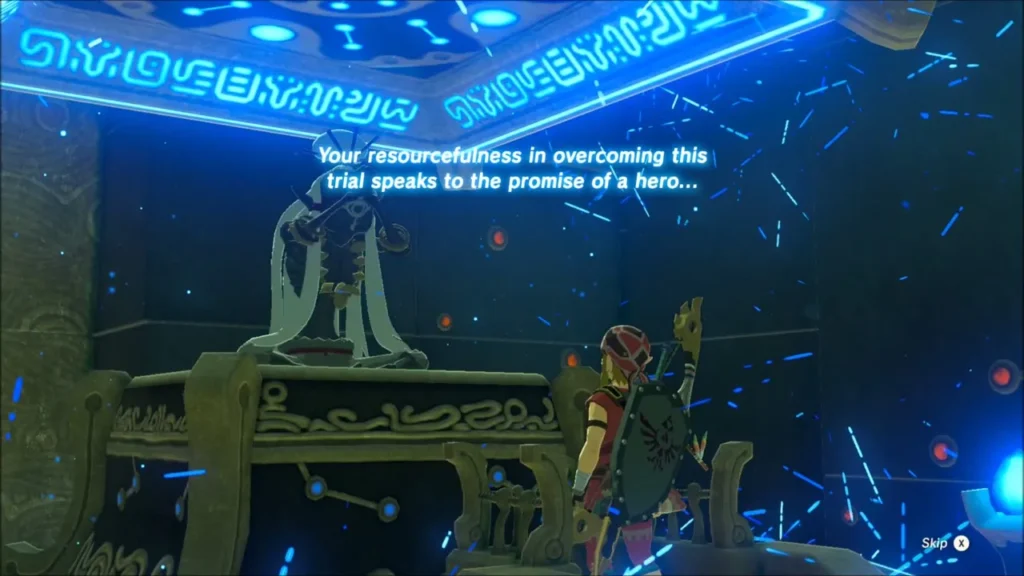Link beside the altar as Dunba Taag speaks to him Link beside the altar as Dunba Taag speaks to him