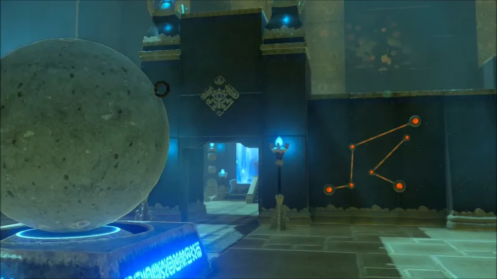 Stone ball resting on the floor plunger beside the final door Stone ball resting on the floor plunger beside the final door