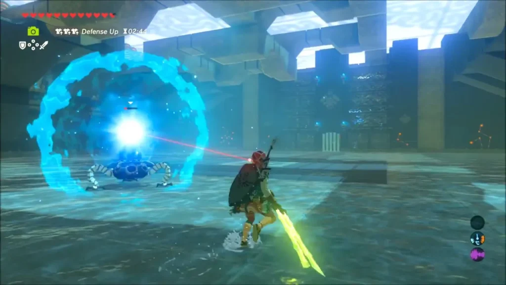 Guardian Scout charging a blue energy ball with its red laser Guardian Scout charging a blue energy ball with its red laser
