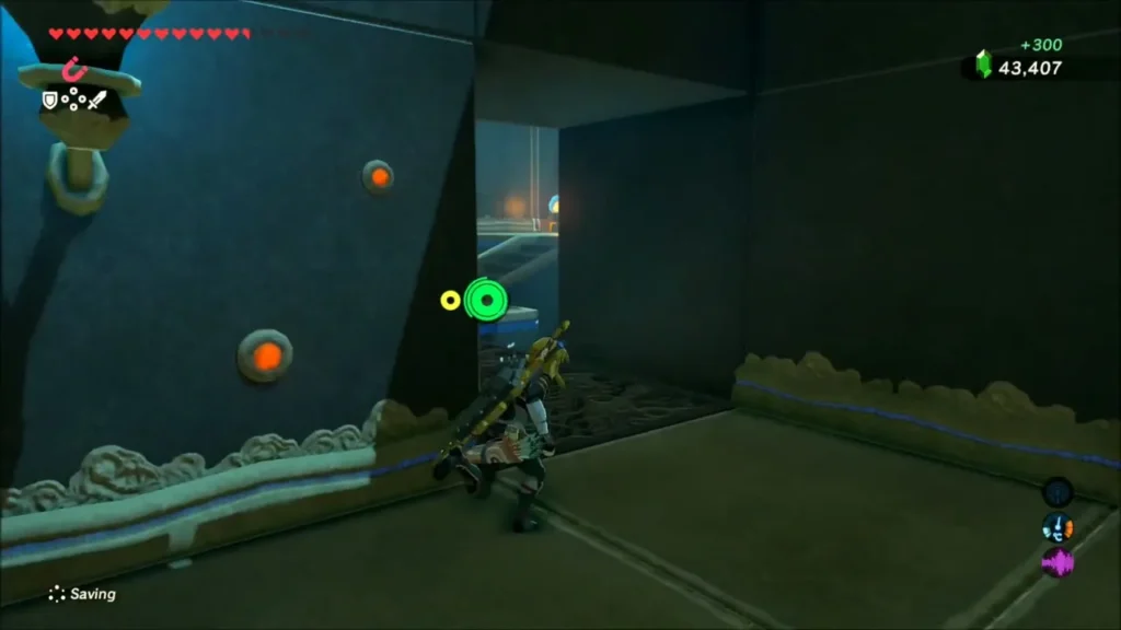 Link collecting a Gold Rupee in the side room Link collecting a Gold Rupee in the side room
