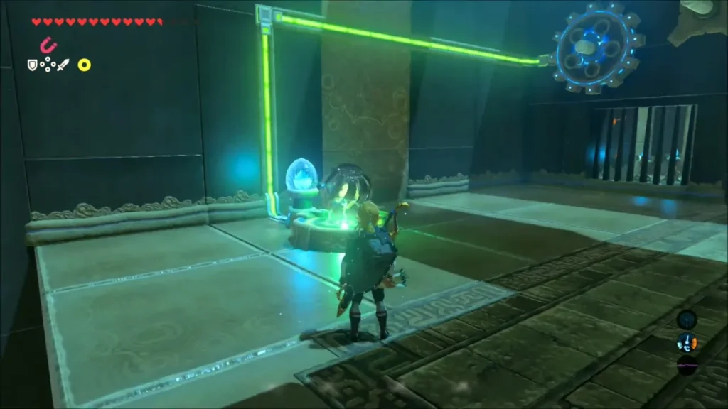 Link at the round switch with the gate and power line behind it Link at the round switch with the gate and power line behind it