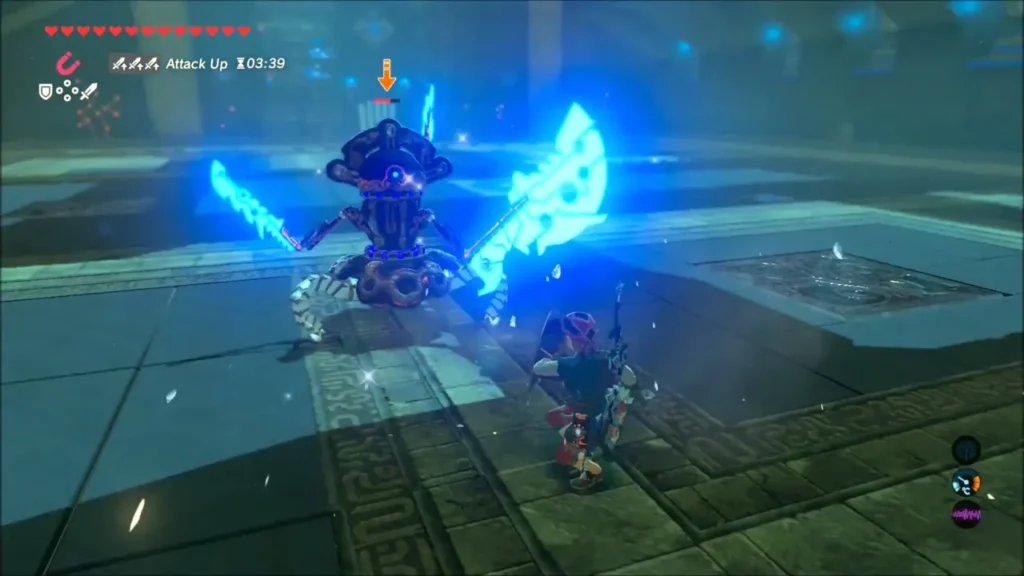 Guardian Scout swinging glowing blades beside Link Guardian Scout swinging glowing blades beside Link