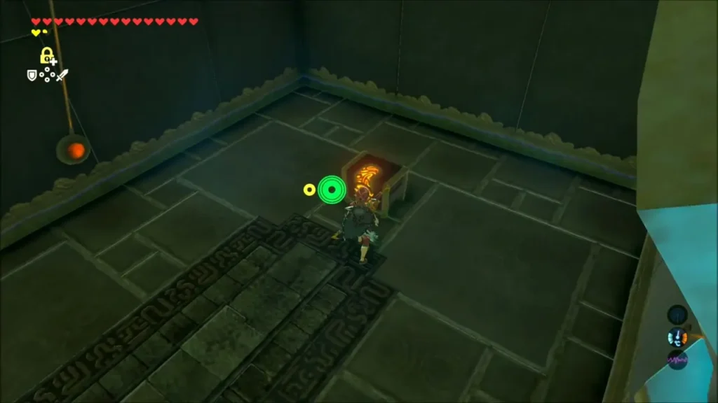 Link reaching the chest at the laser's starting spot in Ishto Soh Shrine Link reaching the chest at the laser's starting spot in Ishto Soh Shrine