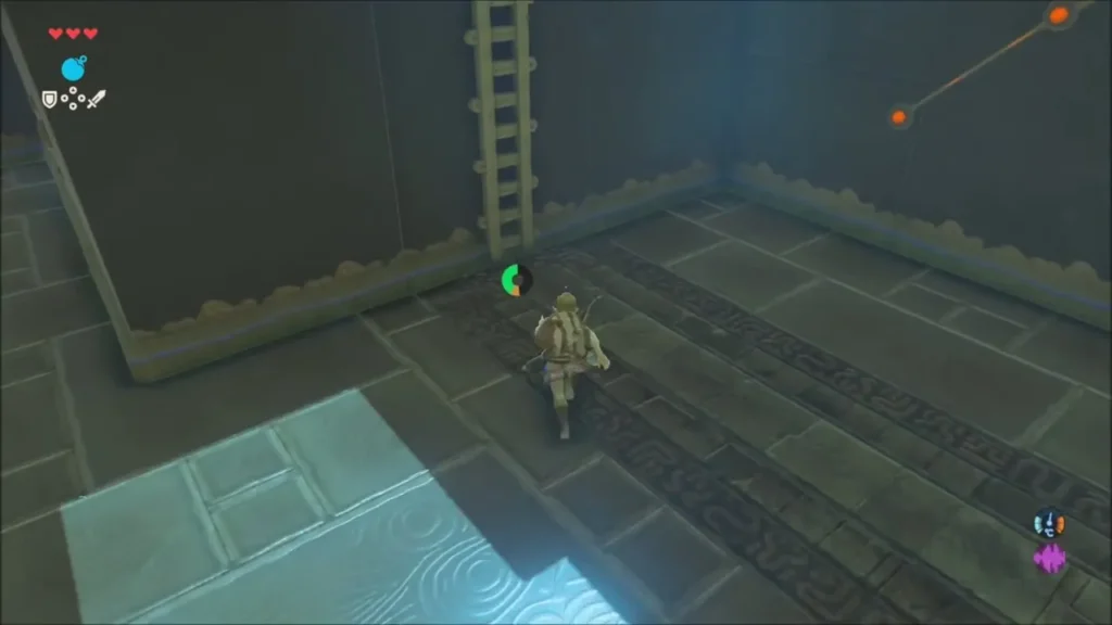 Link heading to a ladder revealed in the wall Link heading to a ladder revealed in the wall