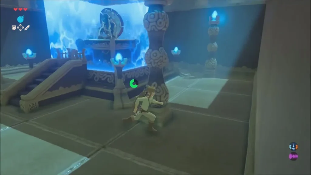 Link walking toward the glowing monk Ja Baij Link walking toward the glowing monk Ja Baij
