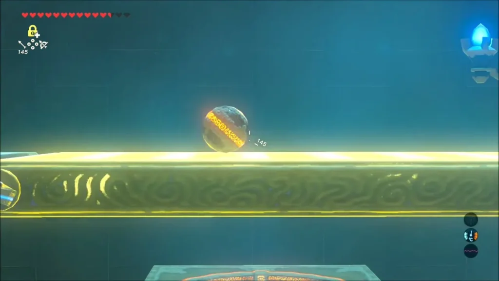 A ball rolling along a glowing conveyor belt toward the socket