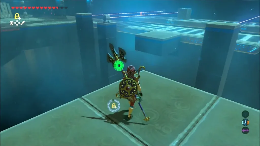 Link on a ledge above the laser-covered conveyor belts
