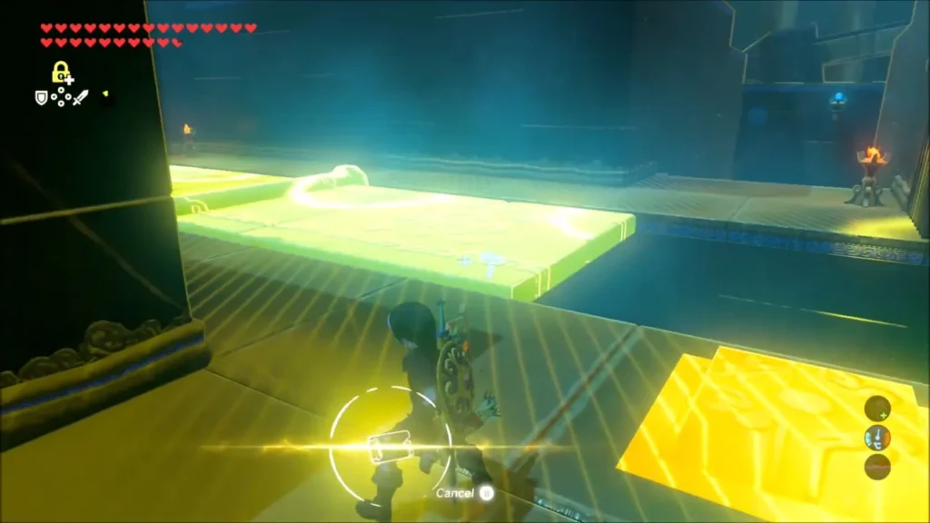Link using Stasis on the tilting stone bridge upstairs Link using Stasis on the tilting stone bridge upstairs