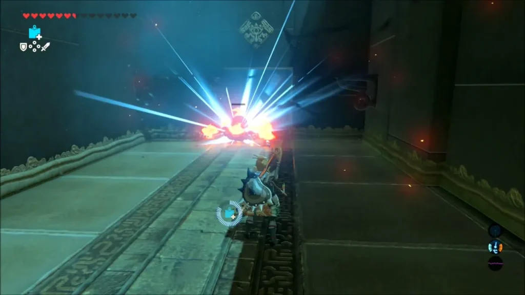 An explosion blasting the cracked wall in the corridor An explosion blasting the cracked wall in the corridor