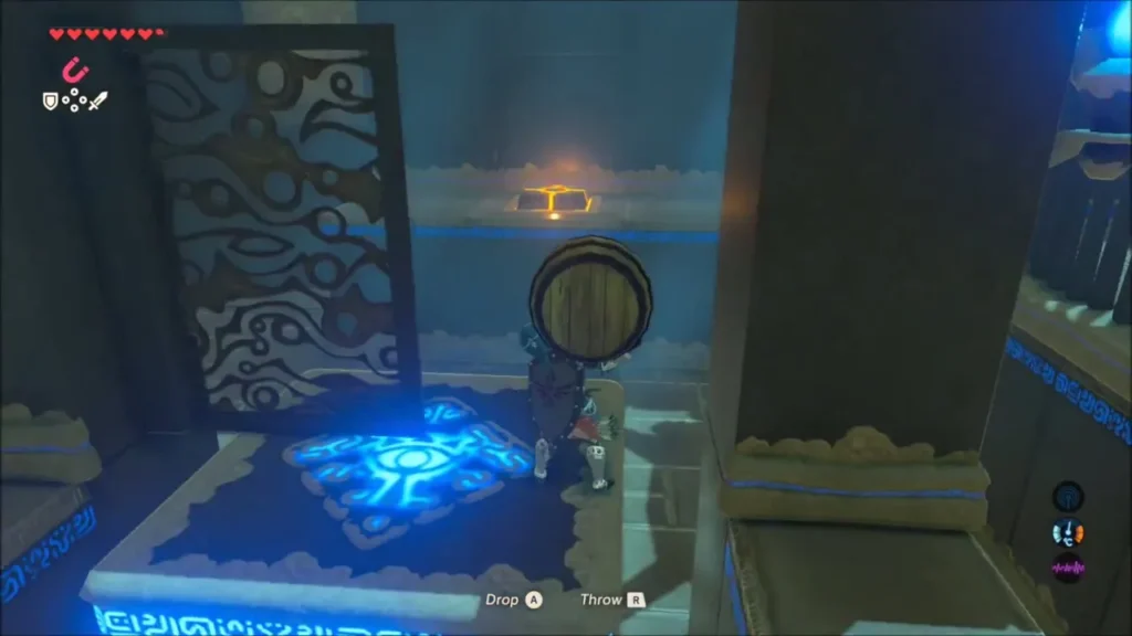 Link with a barrel at the switch beside a grate Link with a barrel at the switch beside a grate