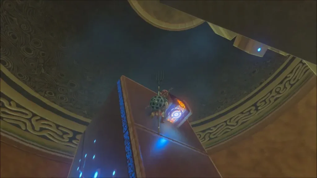 Link opening a chest on a small passing platform high in the wheel Link opening a chest on a small passing platform high in the wheel