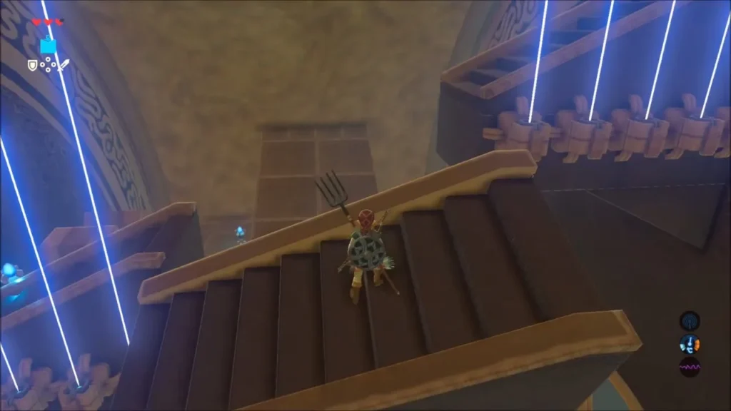 Link climbing the staircase platform toward the summit Link climbing the staircase platform toward the summit