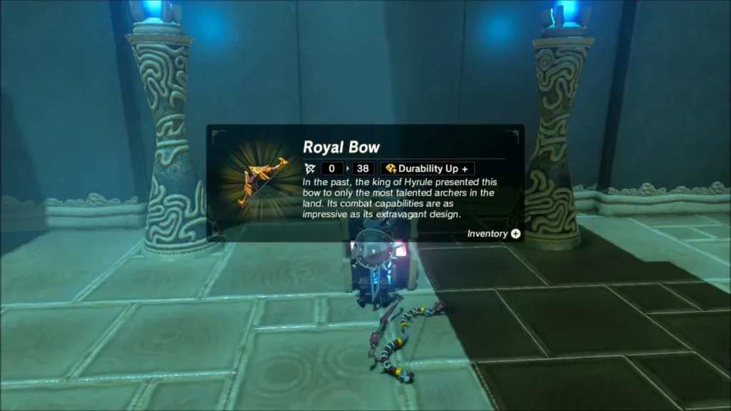 Link holding up a Royal Bow from a chest Link holding up a Royal Bow from a chest