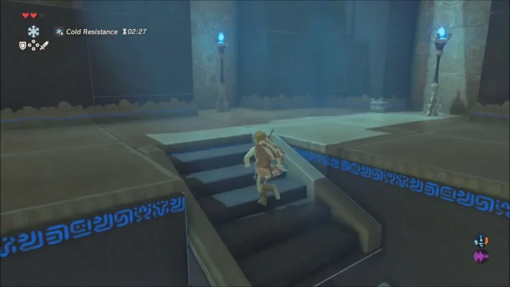 Link running up the stairs toward the final section of Keh Namut Shrine Link running up the stairs toward the final section of Keh Namut Shrine