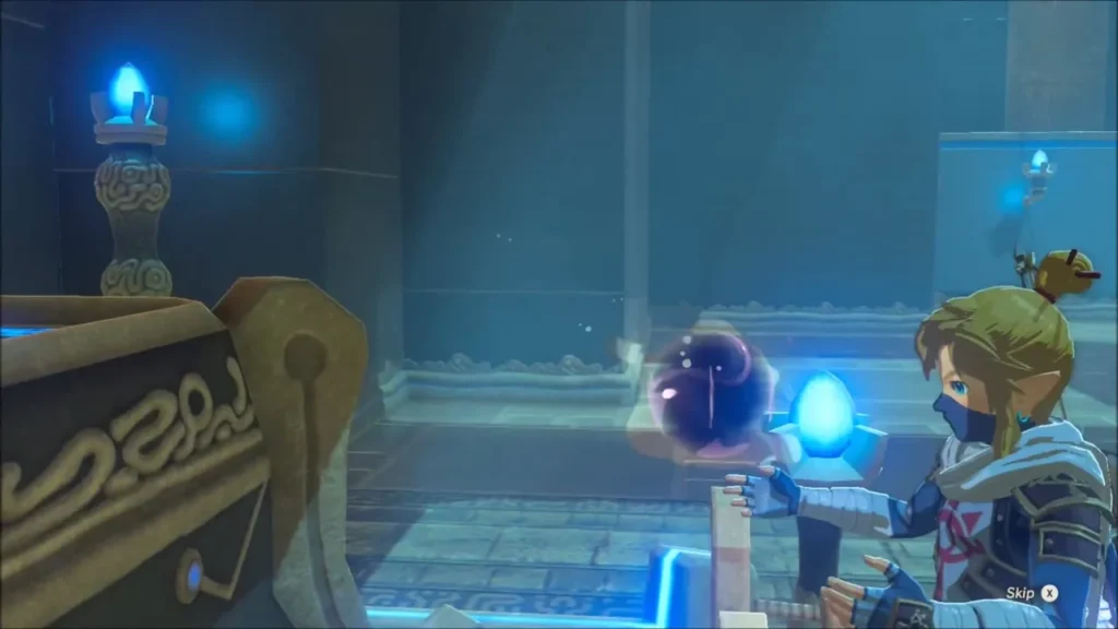 Link receiving the Spirit Orb from the monk Link receiving the Spirit Orb from the monk