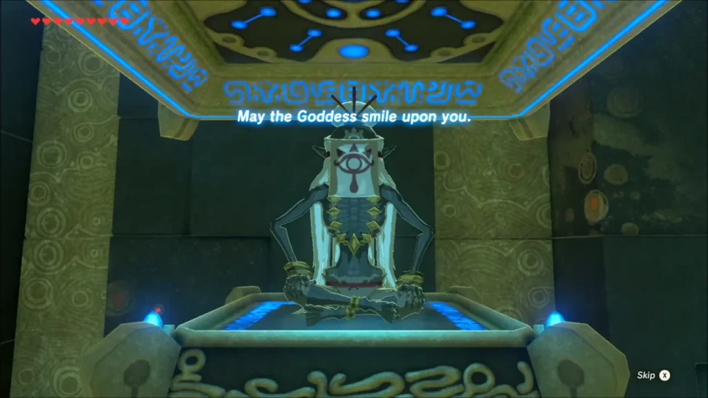 The monk seated on his dais telling Link may the Goddess smile upon you The monk seated on his dais telling Link may the Goddess smile upon you
