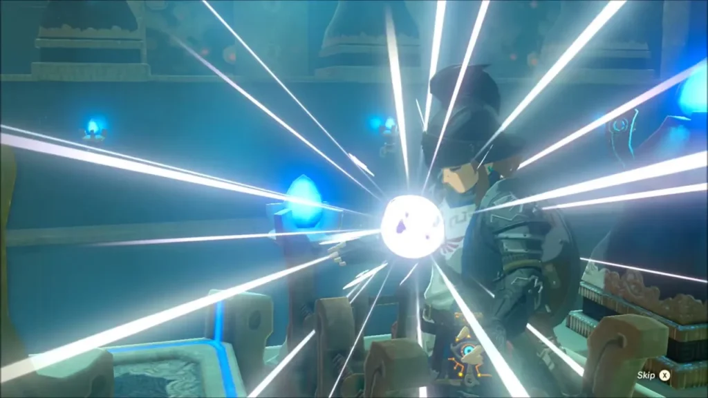 Spirit Orb bursting with light as Link receives it from the monk Spirit Orb bursting with light as Link receives it from the monk