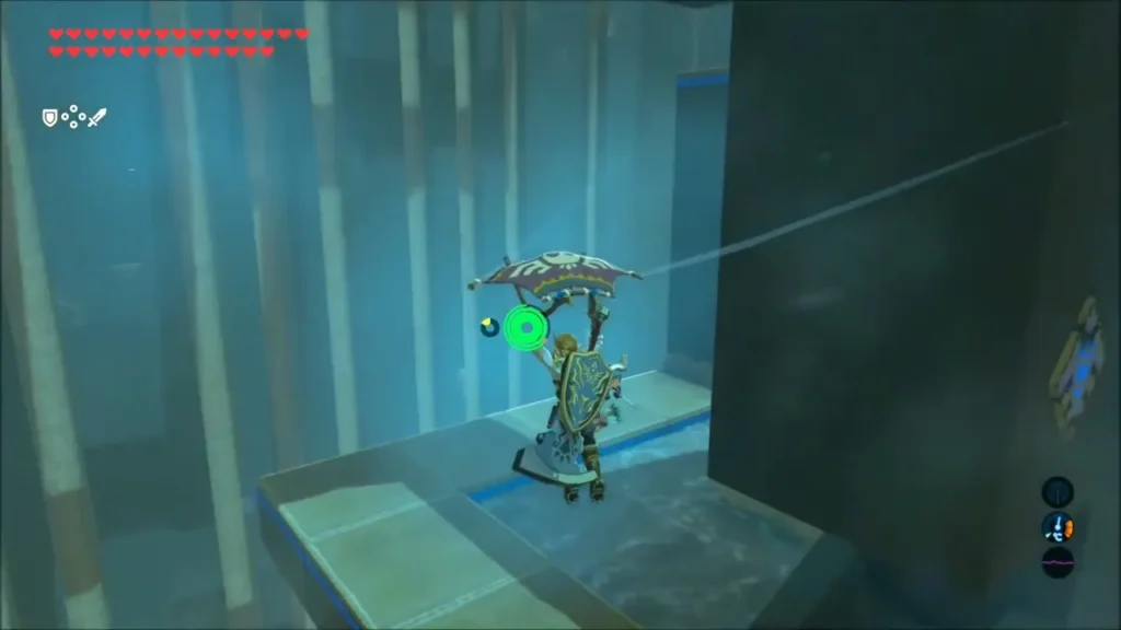 Link gliding up beside the machine inside Kiah Toza Shrine Link gliding up beside the machine inside Kiah Toza Shrine