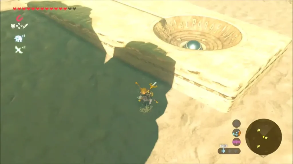 An orb resting in a carved stone dish while Link stands beside it An orb resting in a carved stone dish while Link stands beside it