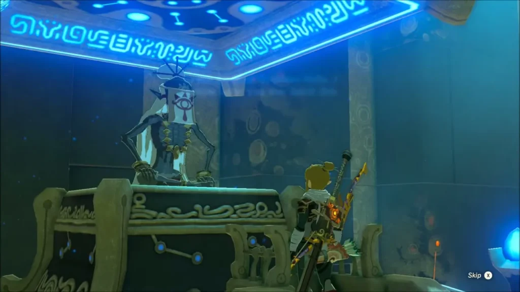 Link speaking to the monk inside the shrine Link speaking to the monk inside the shrine