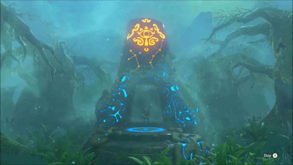 Maag Halan Shrine glowing blue after the trial is passed Maag Halan Shrine glowing blue after the trial is passed